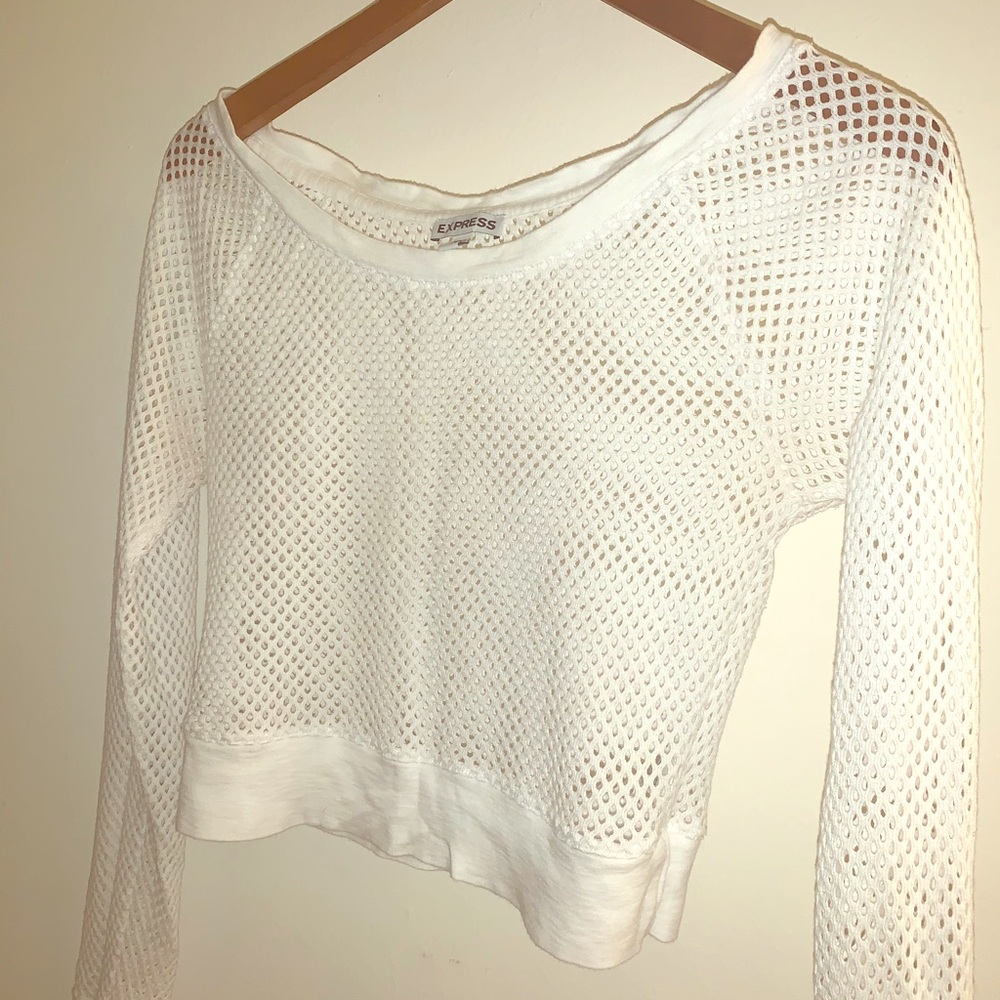 EXPRESS white mesh crop top